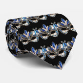 Cravate Mardi Gras Masquerade Masques Masques Gemmes Bleue (Roulé)