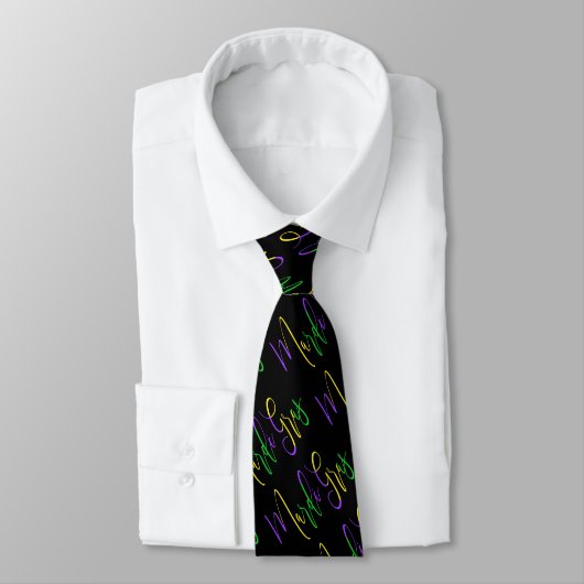 Cravate Mardi Gras New Orleans Carnival Coloris Script (Attaché)
