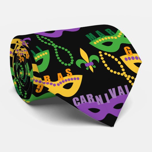 Cravate Mardi Gras Patterned (Roulé)