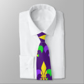 Cravate Mardi Gras Vert Jaune Violet Fleur de Lis (Attaché)