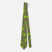 Cravate Mardi Gras Vert Jaune violet Motif (Devant)