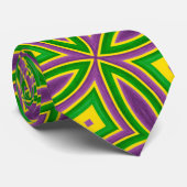 Cravate Mardi Gras Vert Jaune violet Motif (Roulé)