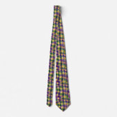 Cravate Mardi Gras Wavy Gingham Checks Purple Green Gold (Dos)