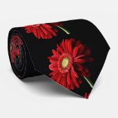 Cravate Marguerite rouge de Gerbera (Roulé)