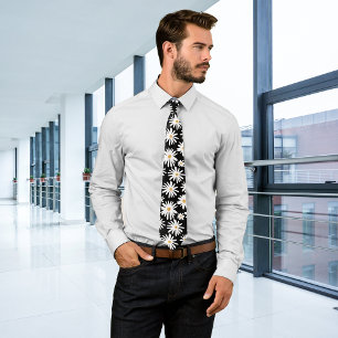 Cravate Marguerites Noir Personnaliser Initiale