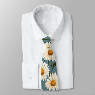 Cravate Marguerites sur bleu