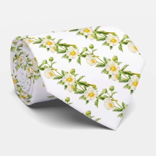 Cravate mariage à fleurs blanches (Roulé)