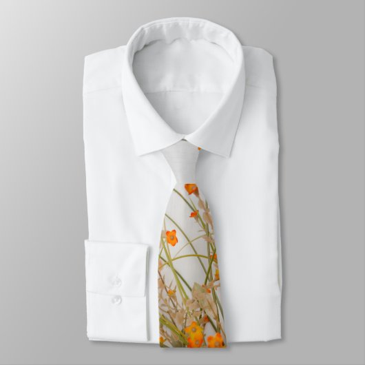 Cravate Mariage à fleurs de bois blanc (Attaché)