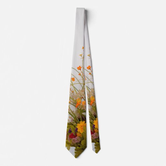 Cravate Mariage à fleurs de bois blanc (Devant)