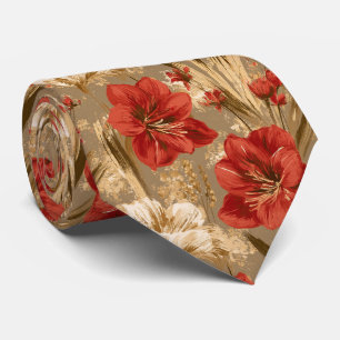Cravate Mariage au bord du lac avec motif Amaryllis pour h
