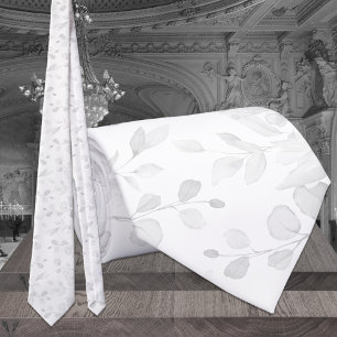 Cravate Mariage au eucalyptus Blanc sur Blanc à peine là