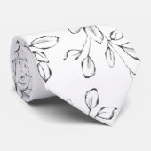 Cravate Mariage au feuillage d'eucalyptus blanc (Roulé)