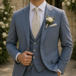 Cravate Mariage au jardin botanique Blue & Sage