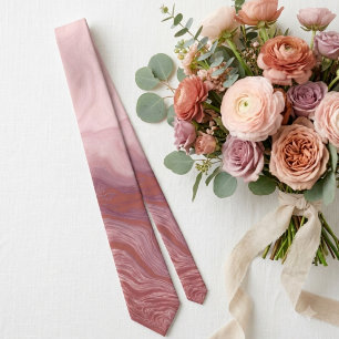 Cravate Mariage au marbre rose et terracotta