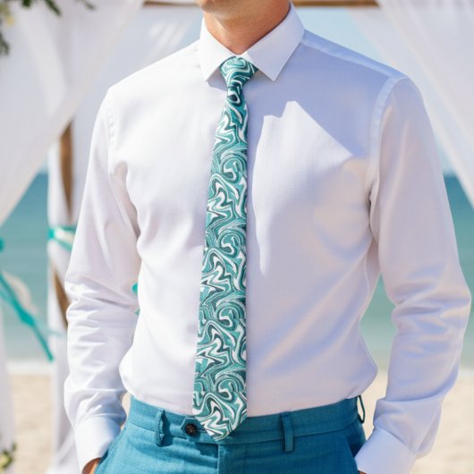 Cravate Mariage au marbre sarcelle