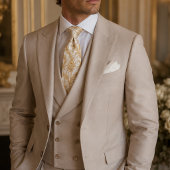 Cravate Mariage baroque blanc et or de luxe