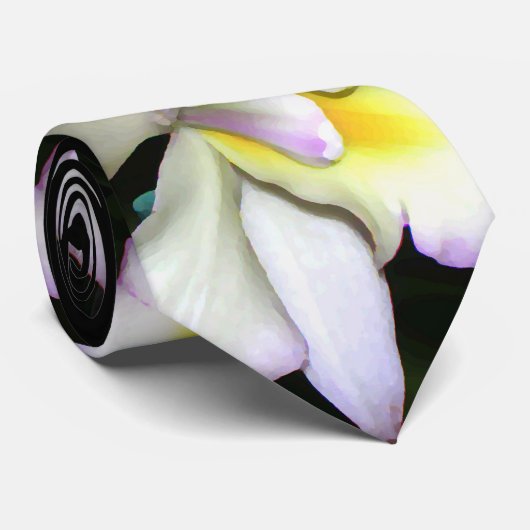 Cravate Mariage blanc classique d'orchidée (Roulé)