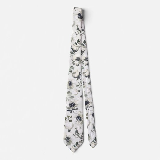 Cravate Mariage blanc d'eucalyptus vert (Devant)