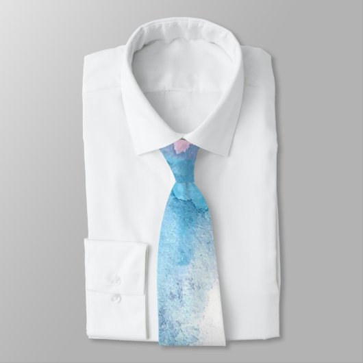 Cravate Mariage bleu-clair d'océan de plage d'aquarelle (Attaché)