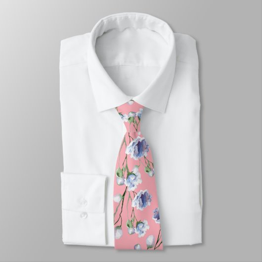 Cravate mariage bleu rose (Attaché)