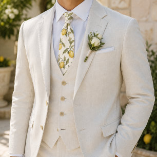 Cravate Mariage botanique d'Amalfi au citron