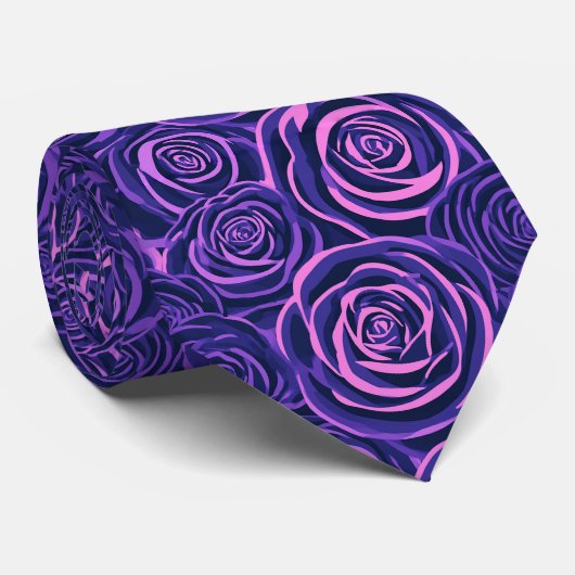 Cravate Mariage Budget Marié Impression Rose (Roulé)