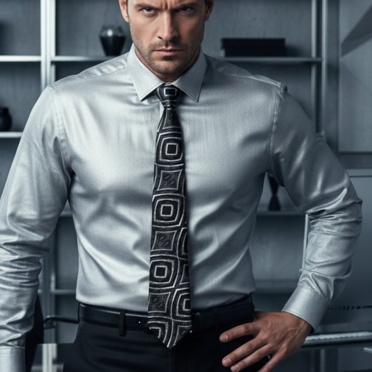 Cravate Mariage chic argent et noir brillant