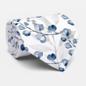 Cravate Mariage d'aquarelle bleu marine Eucalyptus (Roulé)