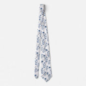 Cravate Mariage d'aquarelle bleu marine Eucalyptus (Dos)