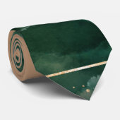 Cravate Mariage d'aquarelle géométrique vert et bronze or (Roulé)