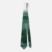 Cravate Mariage d'aquarelle géométrique vert et or (Devant)