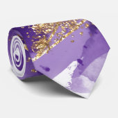 Cravate Mariage d'aquarelle géométrique violet Lavender Go (Roulé)