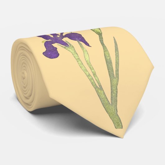 Cravate Mariage d'aquarelle Purple & Gold Iris (Roulé)