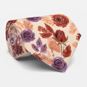 Cravate Mariage d'automne avec impression de rose (Roulé)