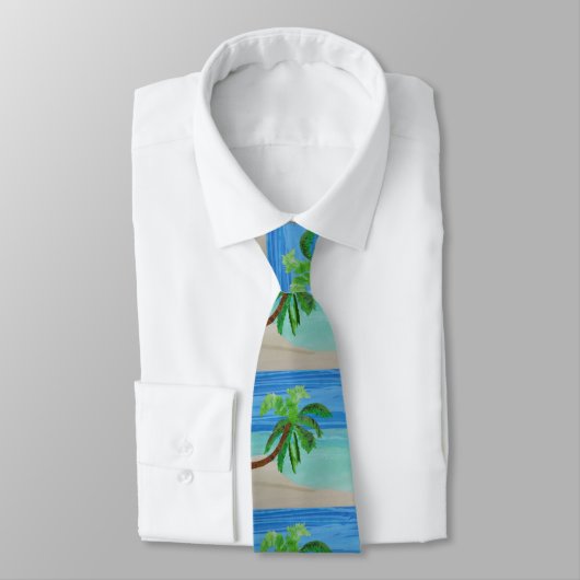 Cravate Mariage de destination Tropical Beach Palm Tree (Attaché)