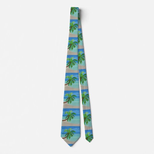 Cravate Mariage de destination Tropical Beach Palm Tree (Devant)
