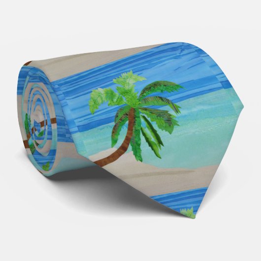 Cravate Mariage de destination Tropical Beach Palm Tree (Roulé)