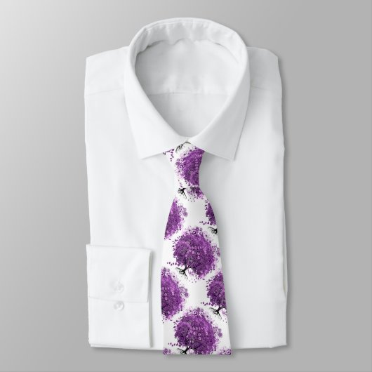 Cravate Mariage de feuille de coeur pourpre de forêt (Attaché)