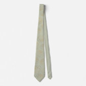 Cravate Mariage de fleurs d'or vert olive (Devant)