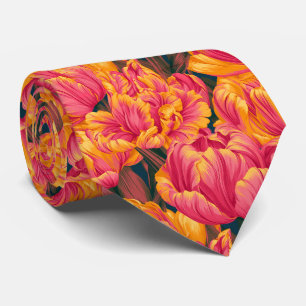 Cravate Mariage de jardin de groom à motif de tulipe