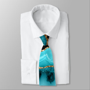 Cravate Mariage de motif de carrelage de l'agate Turquoise