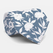 Cravate Mariage de motifs floraux bleu et blanc (Roulé)