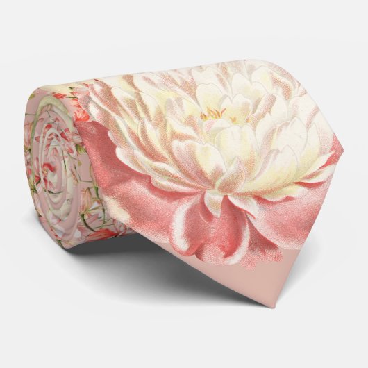 Cravate Mariage de pêche Florale (Roulé)