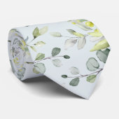 Cravate Mariage de printemps au vert feuillu d'eucalyptus (Roulé)