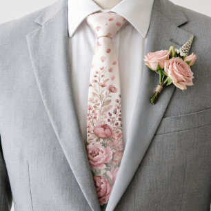 Cravate Mariage de printemps romantique aux fleurs roses p