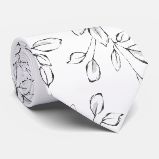 Cravate Mariage de verdure blanc Eucalyptus (Roulé)