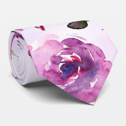 Cravate Mariage de violet rose Peony & Orchid Garden (Roulé)