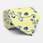 Cravate Mariage d'Eucalyptus bleu jaune et bleu ciel (Roulé)