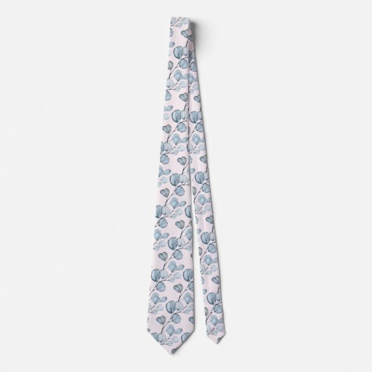 Cravate Mariage élégant Eucalyptus Bleu Bleu et Dusty (Devant)