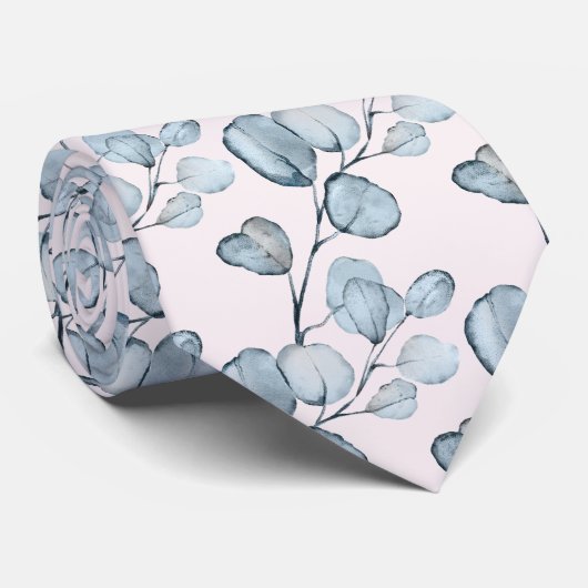 Cravate Mariage élégant Eucalyptus Bleu Bleu et Dusty (Roulé)